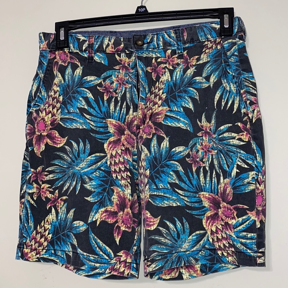 George 32 men’s flat front black tropical print - Picture 2 of 8